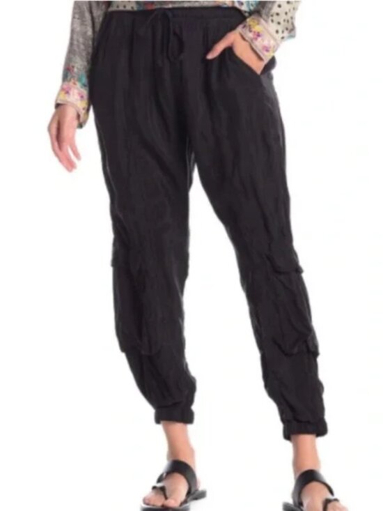 Johnny Was Pants - Johnny Was Ramble Black Cargo Jogger Pants